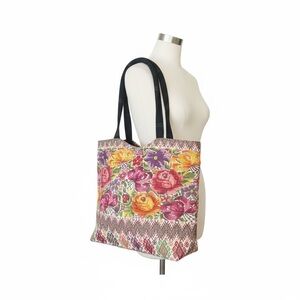 Vintage Floral Tapestry Needlepoint Handmade Small Bag Tote Cottage Boho Granny